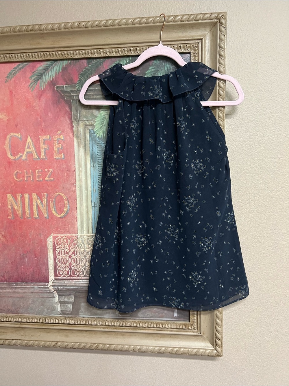 CAbi “Ever” Navy Mini Floral Sleeveless Top - Picture 6 of 9